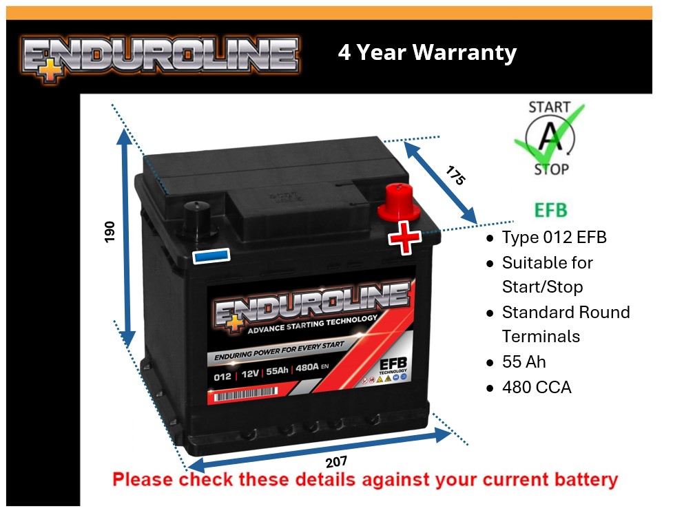 Enduroline 012EFB EFB Car Battery