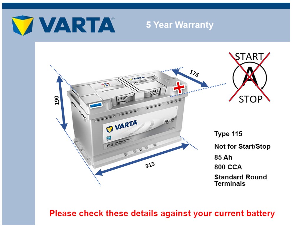 Varta F19 Car Battery