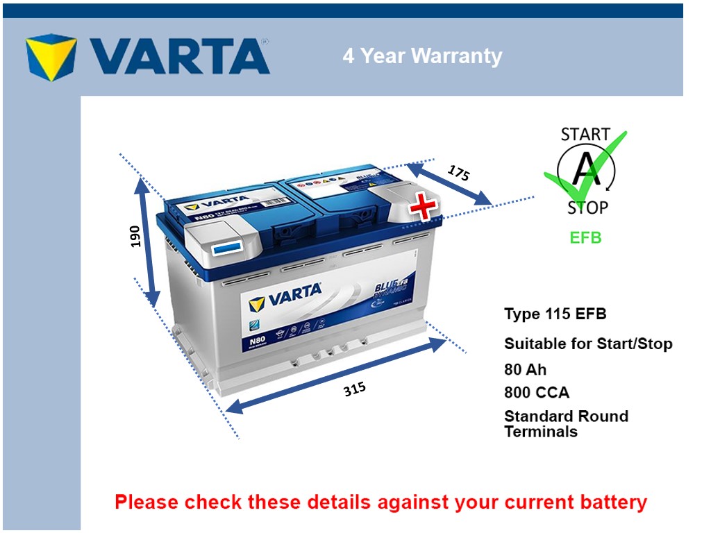 Varta N80 EFB Car Battery