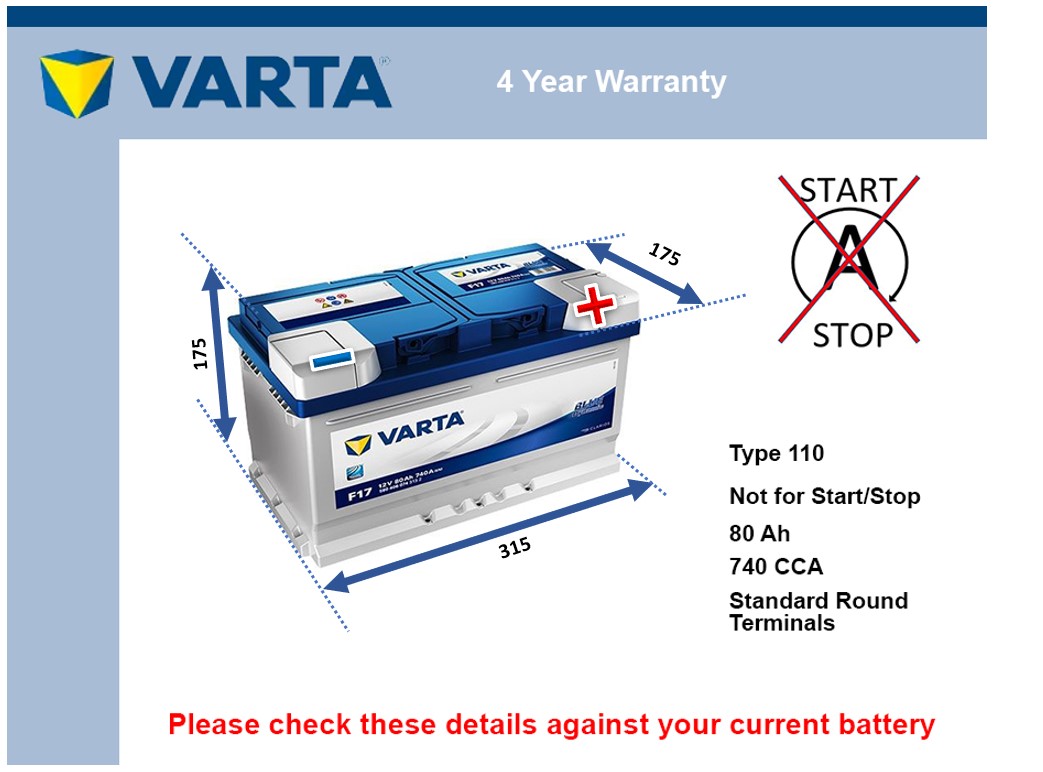 Varta F17 Car Battery