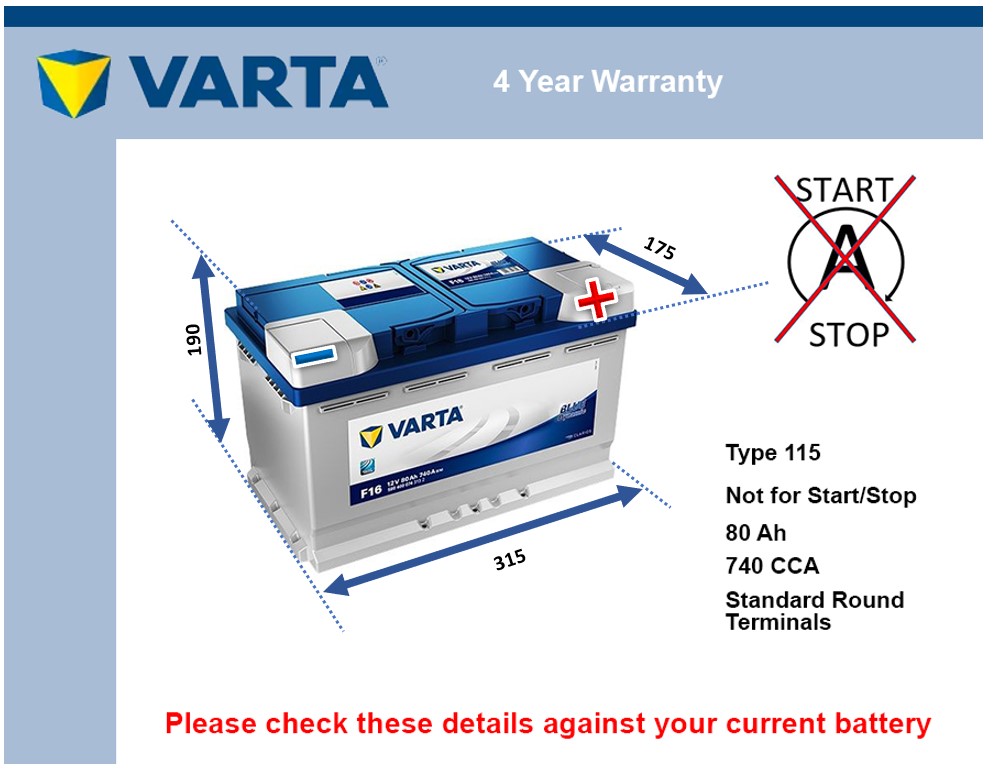 Varta F16 Car Battery