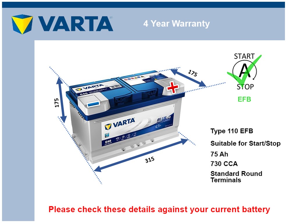 Varta E46 EFB Car Battery