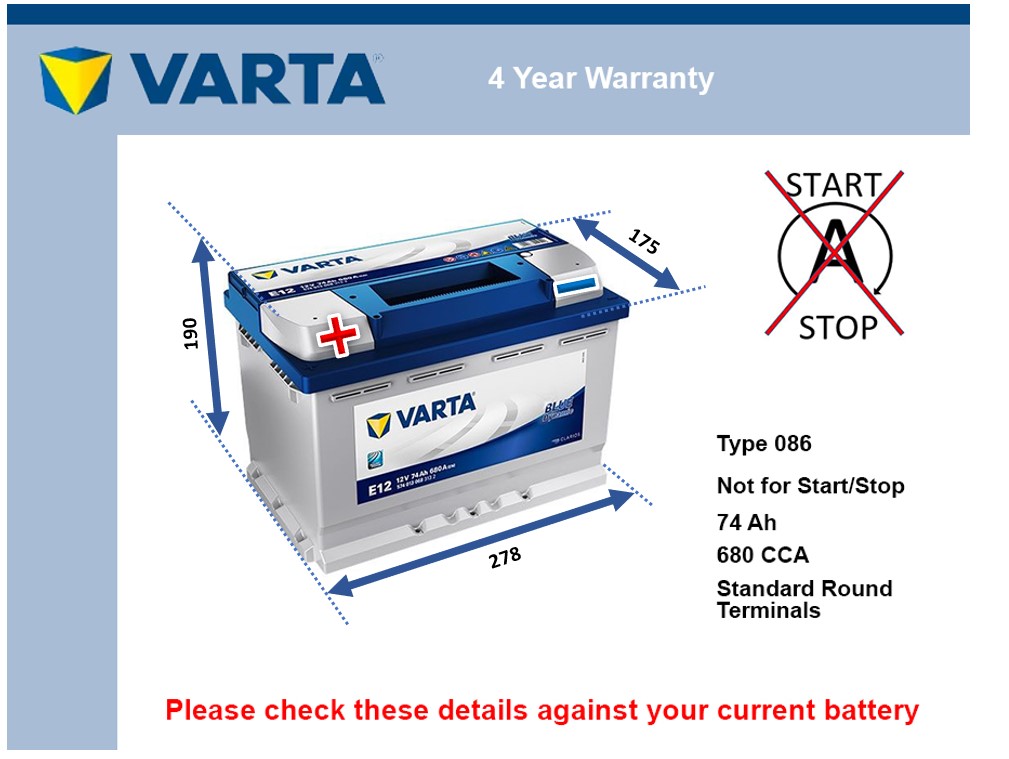 Varta E12 Car Battery