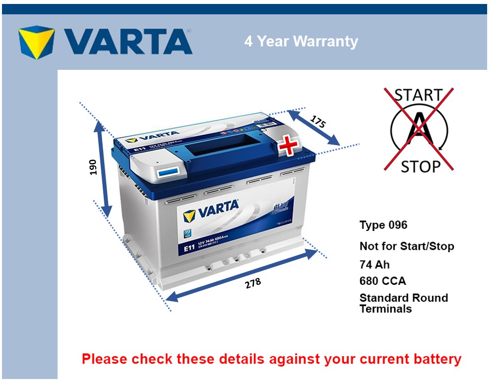 Varta E11 Car Battery