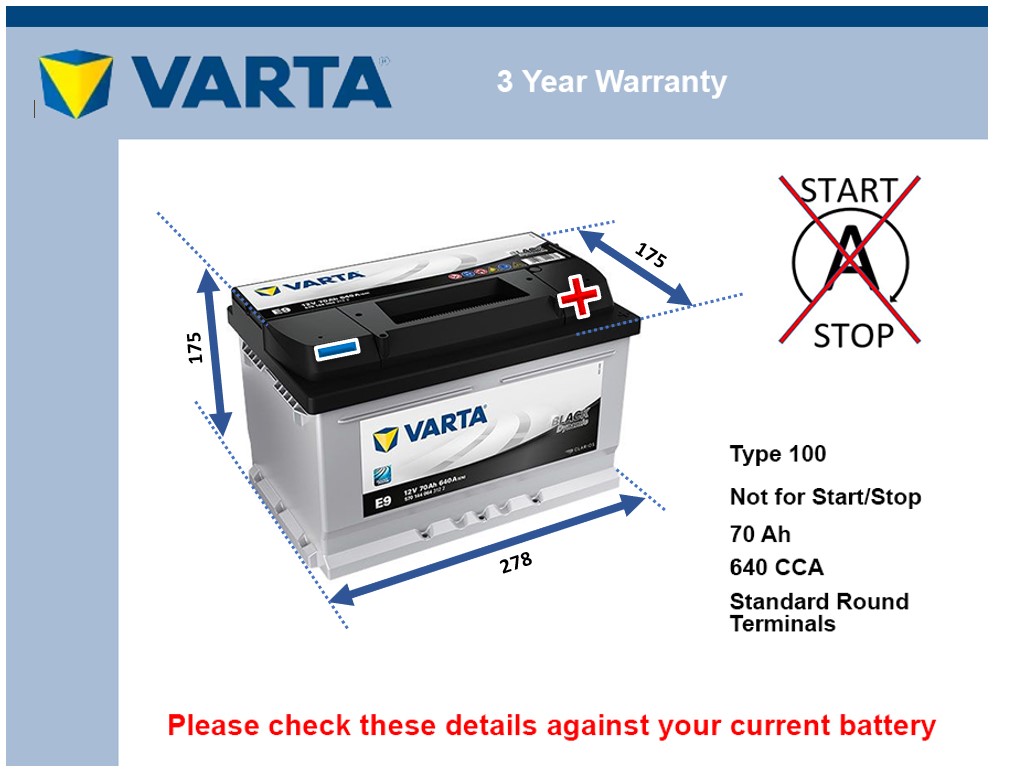 Varta E9 Car Battery