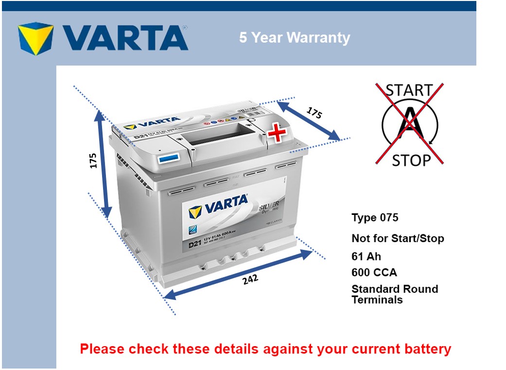 Varta D21 Car Battery