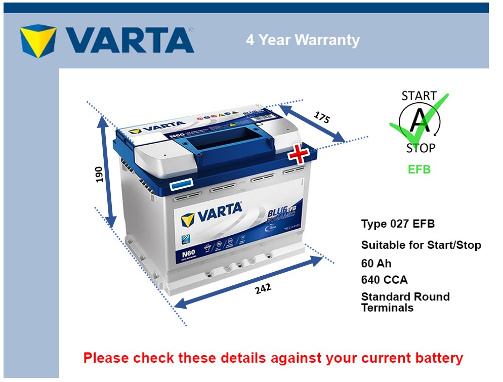 Varta N60 EFB Car Battery