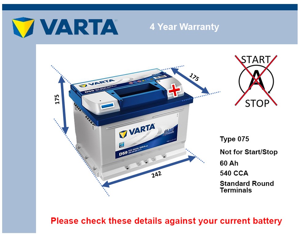 Varta D59 Car Battery