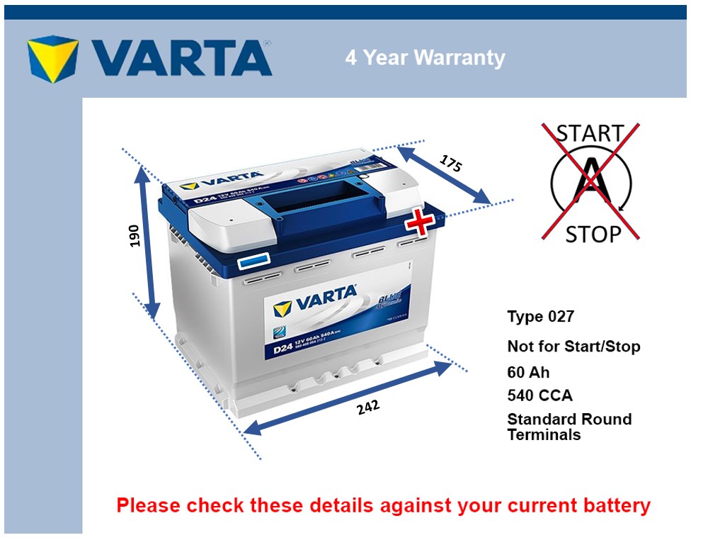 Varta D24 Car Battery