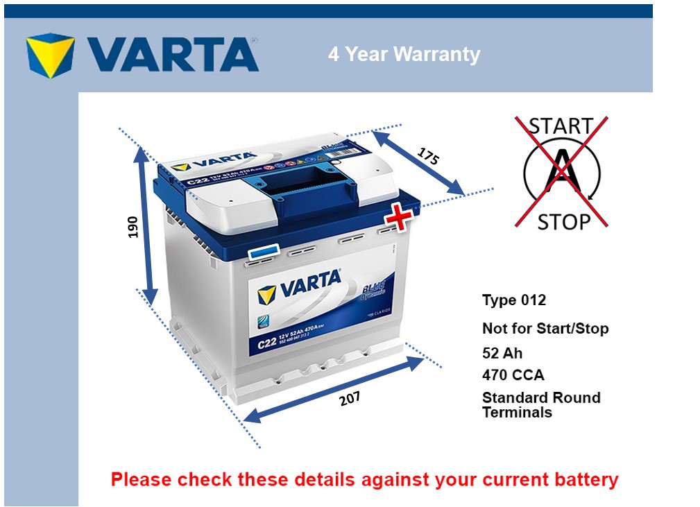 Varta C22 Car Battery