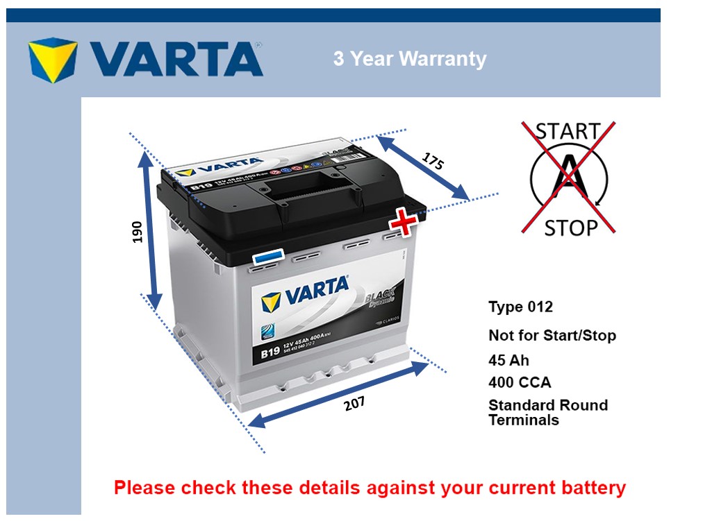 Varta B19 Car Battery