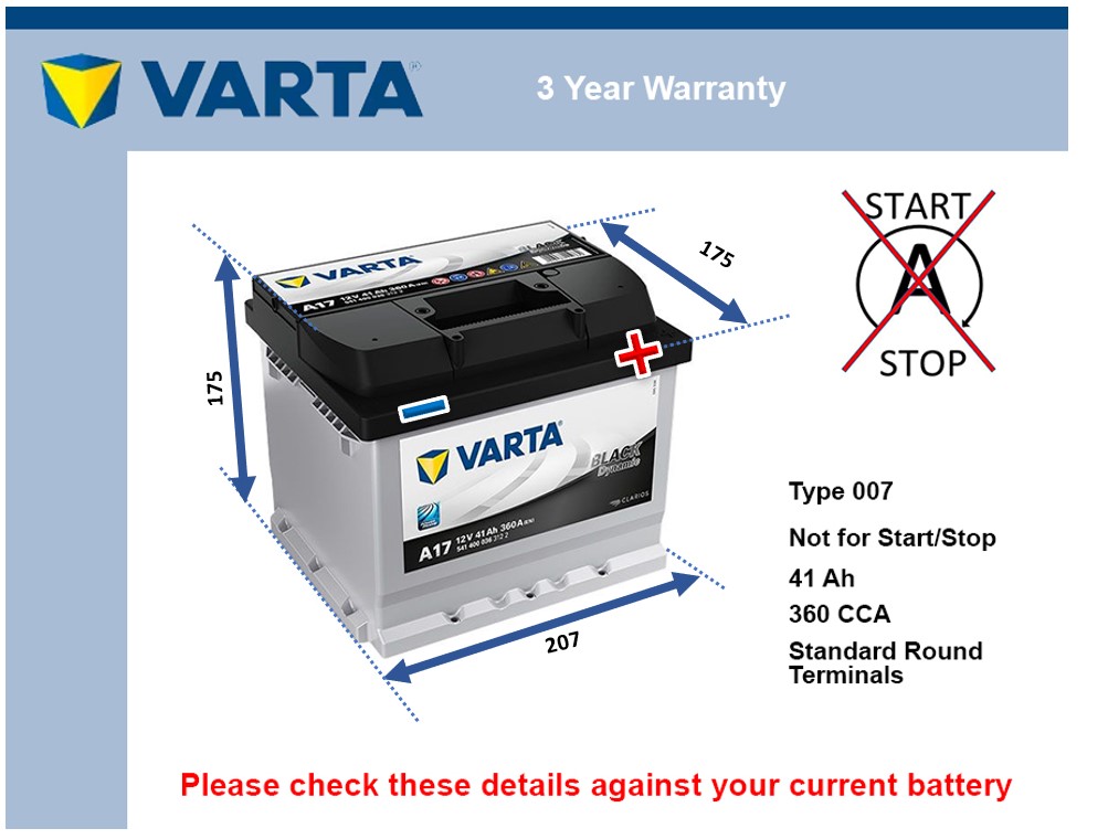 Varta A17 Car Battery