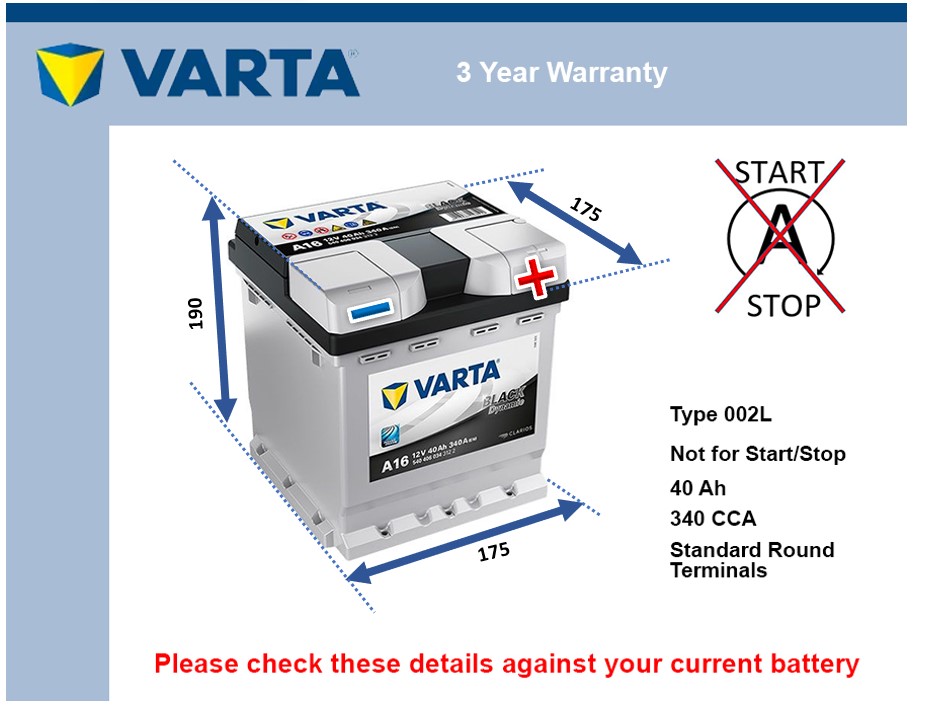 Varta A16 Car Battery