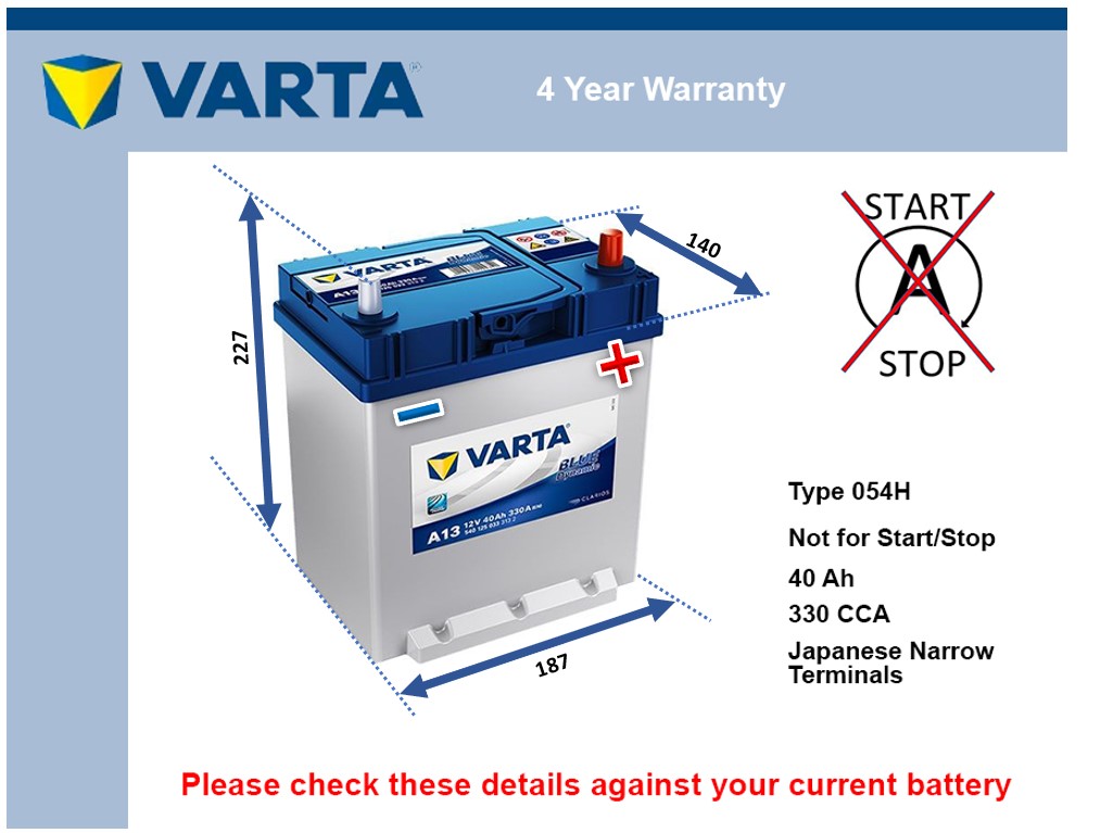 Varta A13 Car Battery