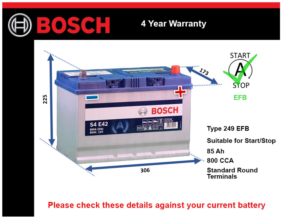 Bosch S4E42 EFB Car Battery