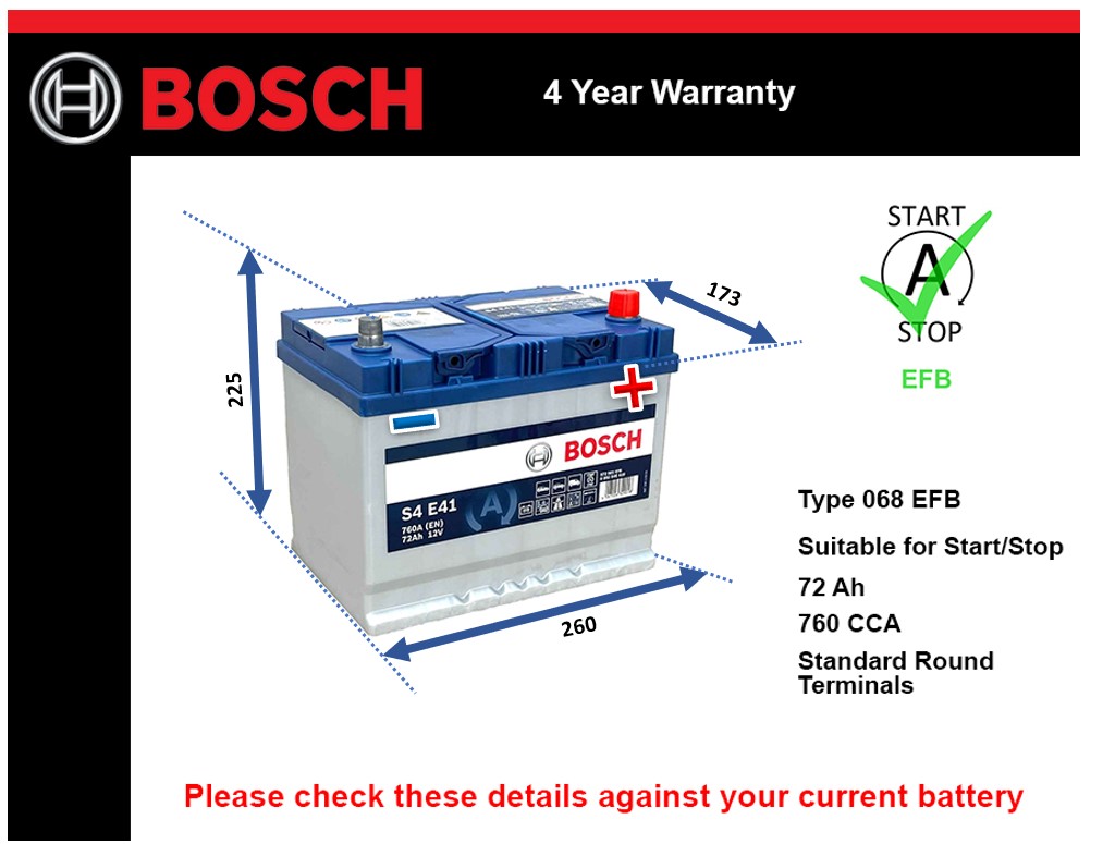 Bosch S4E41 EFB Car Battery