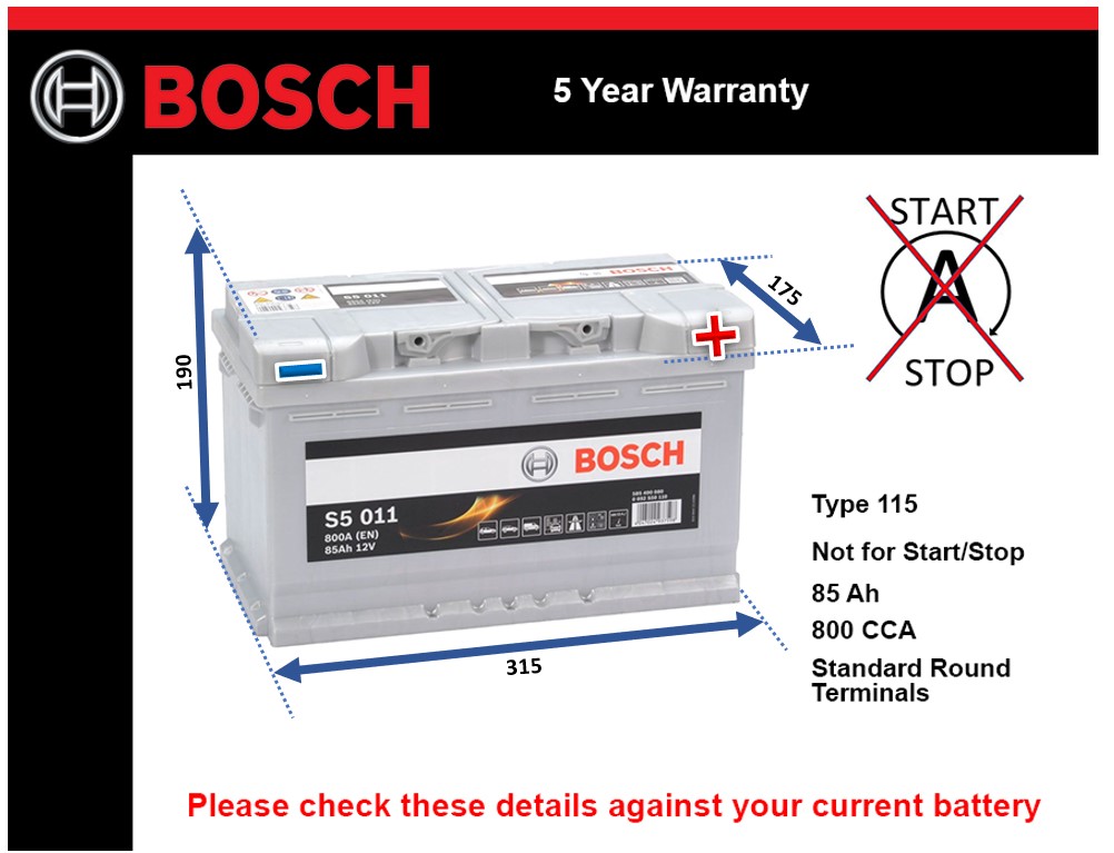 Bosch S5011 Car Battery