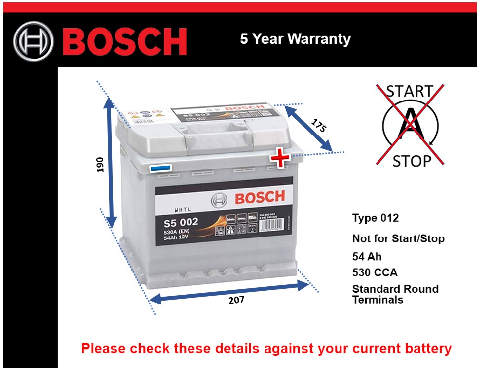 Bosch S5002 Car Battery