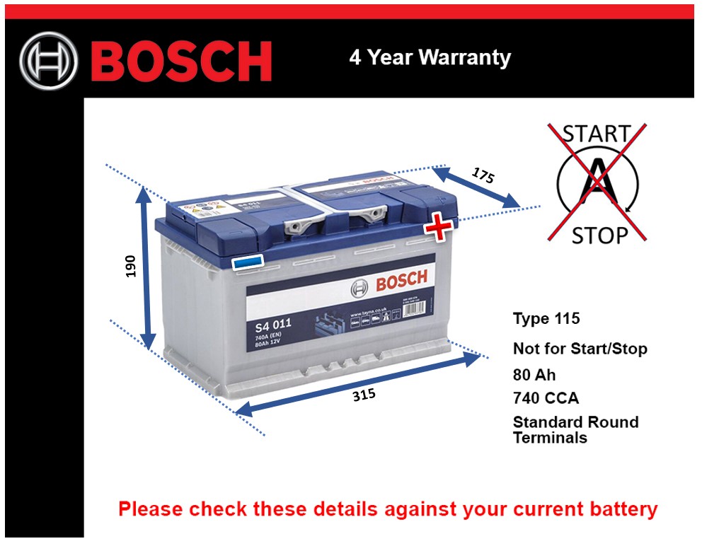 Bosch S4011 Car Battery