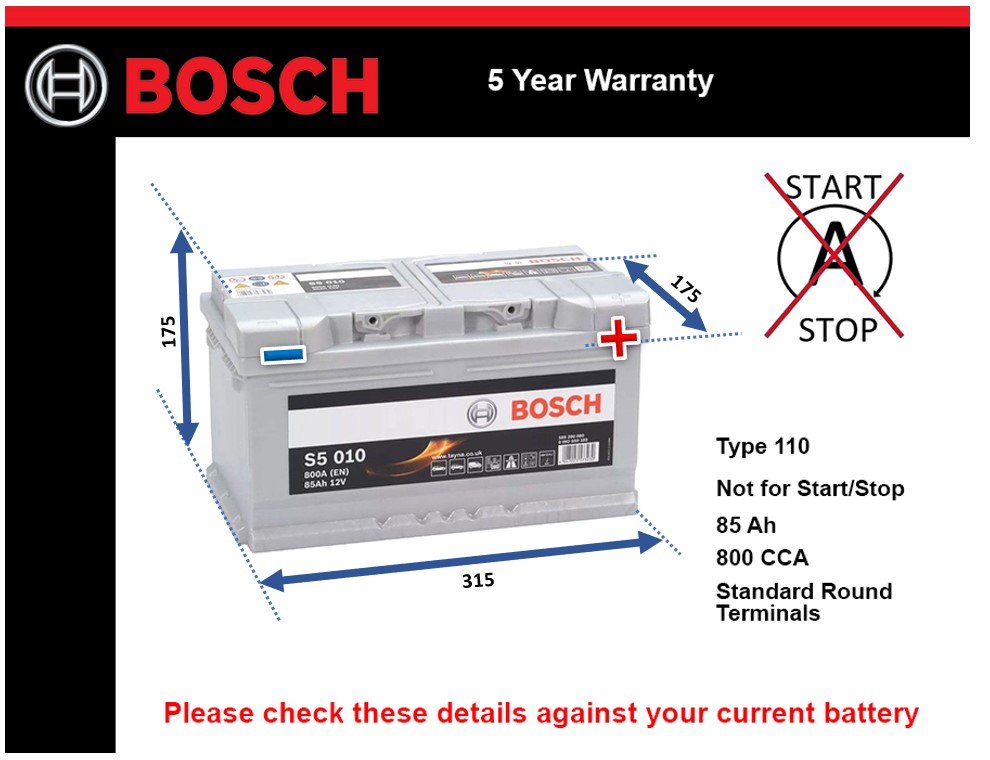 Bosch S5010 Car Battery