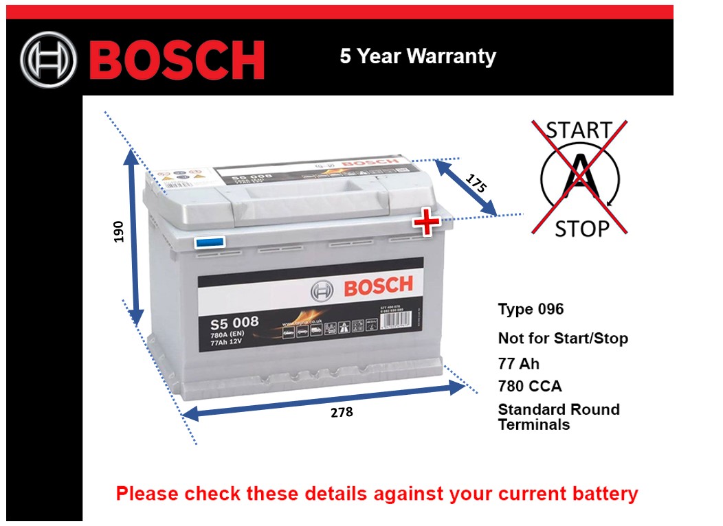 Bosch S5008 Car Battery