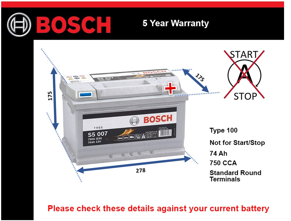 Bosch S5007 Car Battery