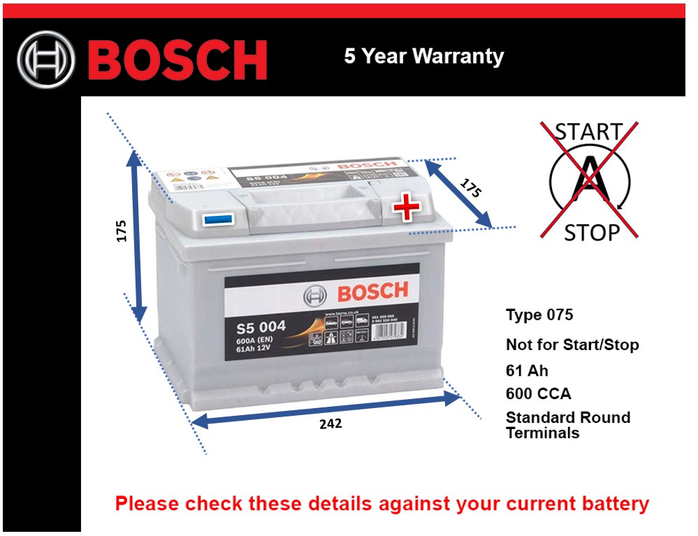 Bosch S5004 Car Battery