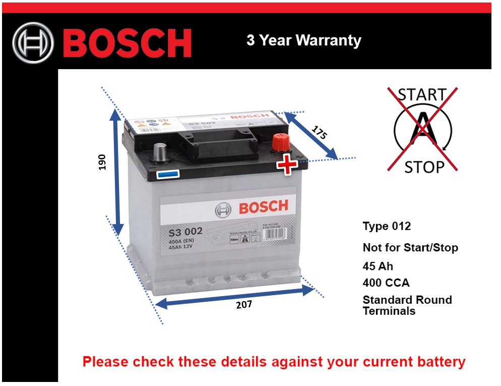 Bosch S3002 Car Battery