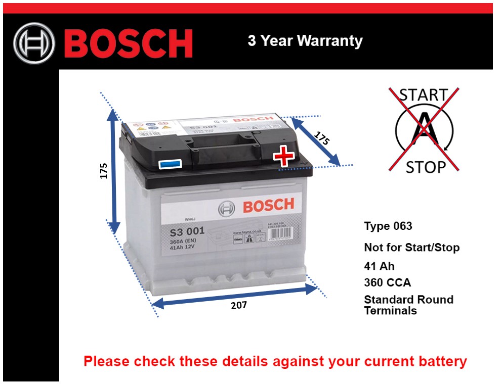 Bosch S3001 Car Battery