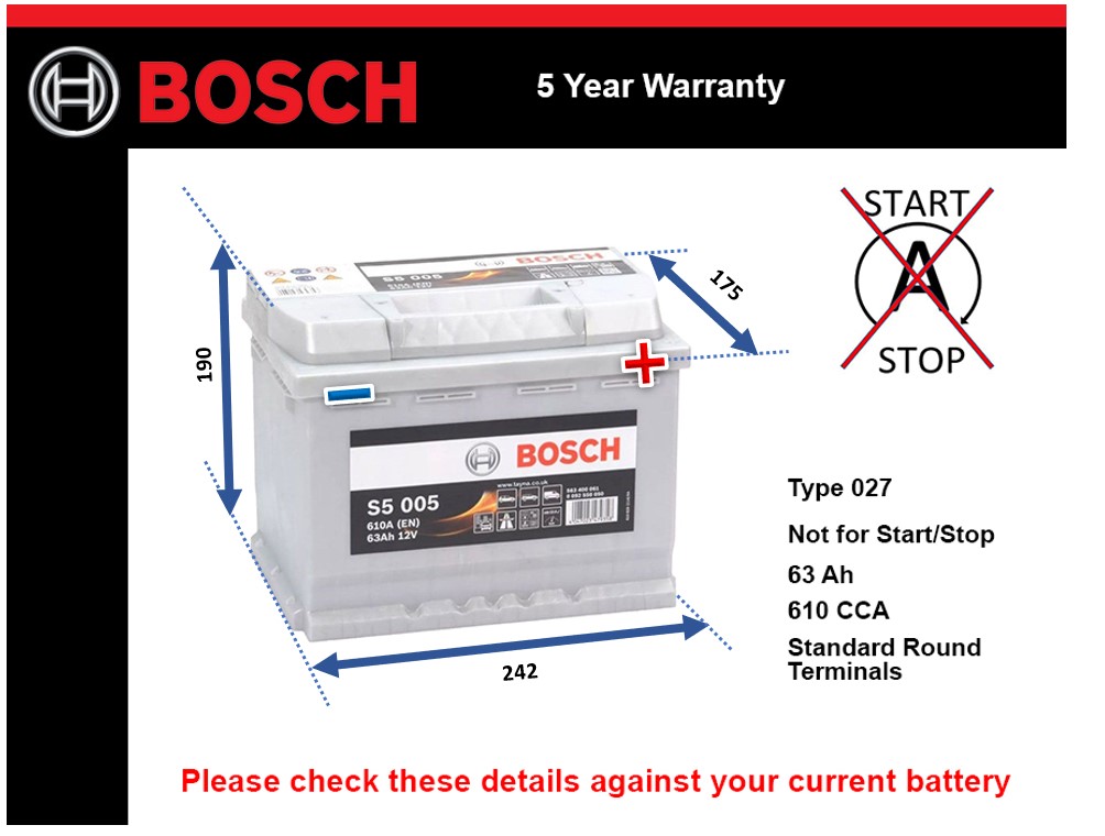 Bosch S5005 Car Battery