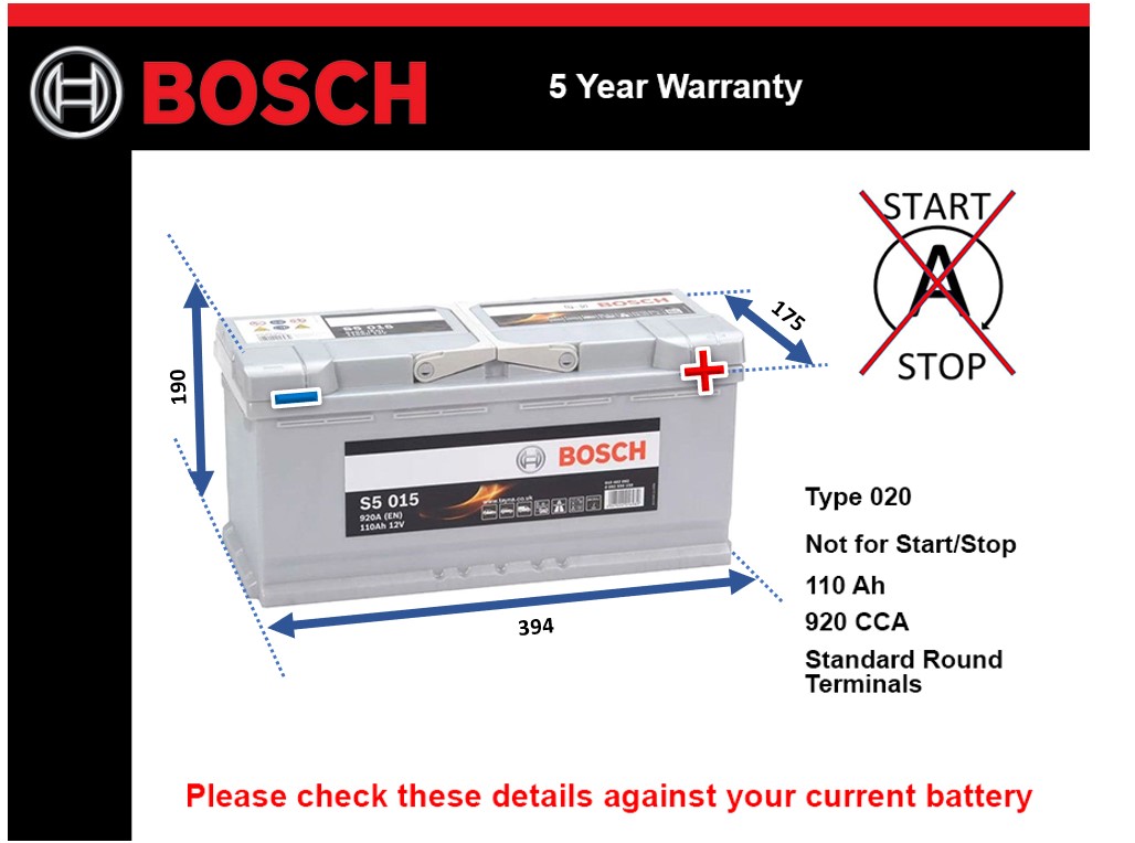 Bosch S5015 Car Battery