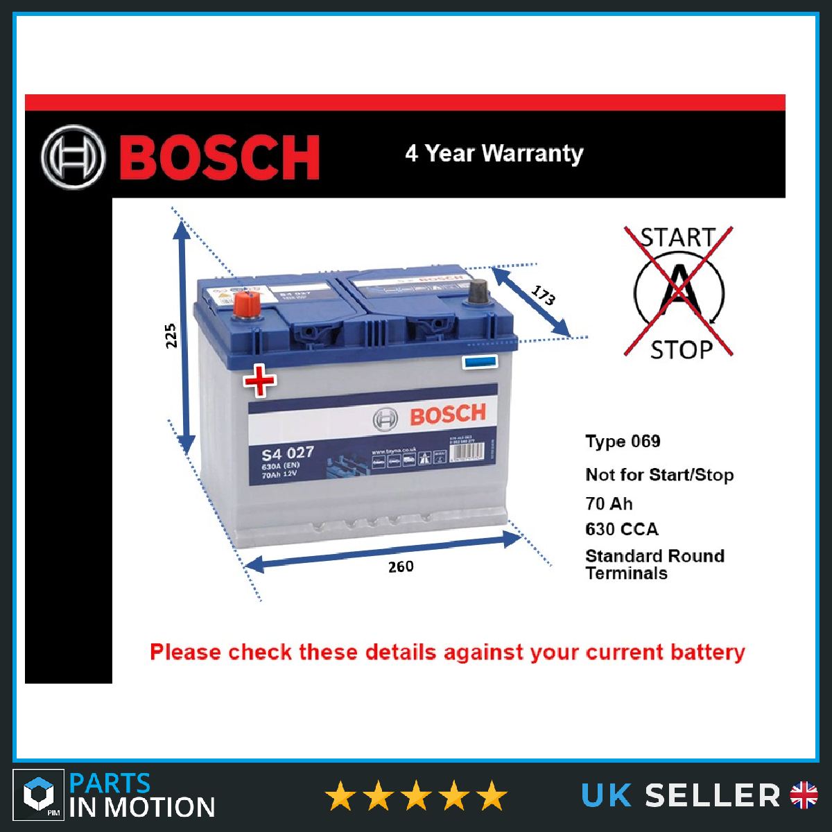 Bosch Car Battery 0092S40270 [PM360769]
