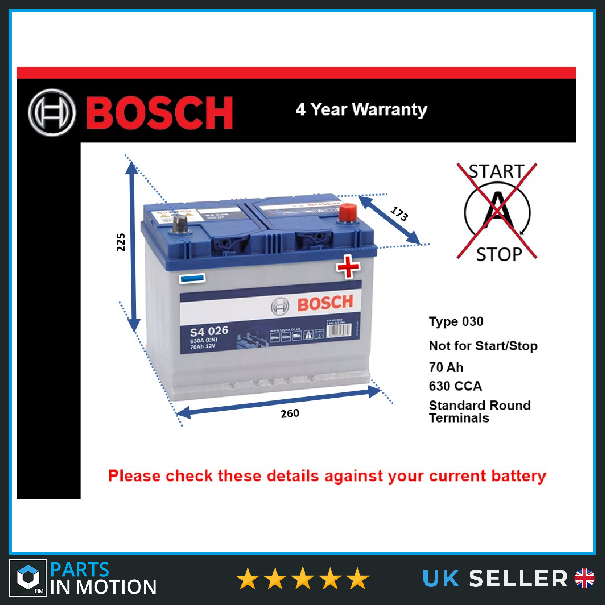 Bosch Car Battery 0092S40260 [PM360768]