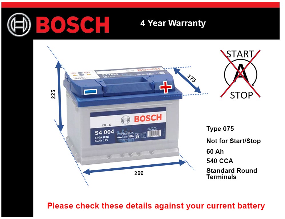 Bosch S4004 Car Battery