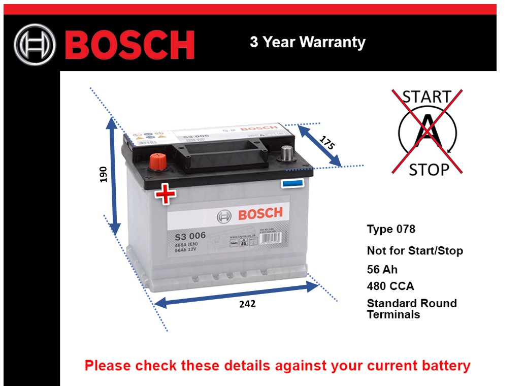 Bosch S3006 Car Battery