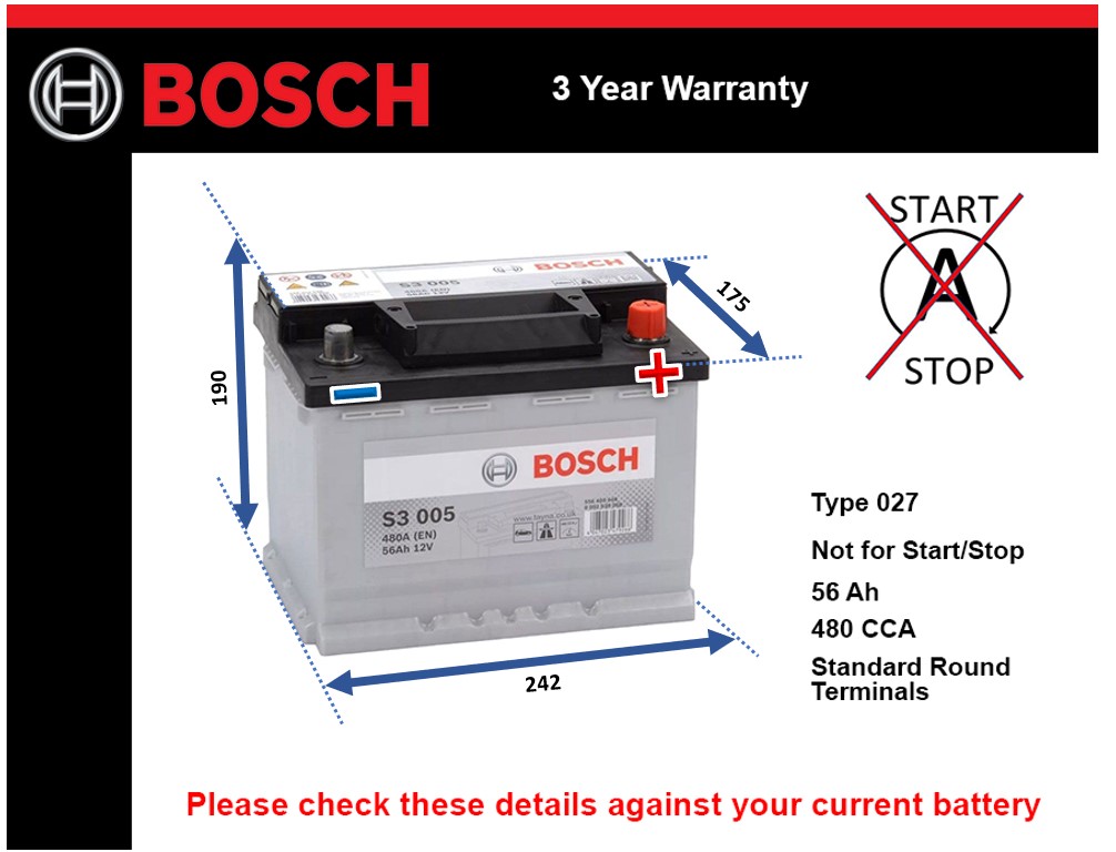 Bosch S3005 Car Battery