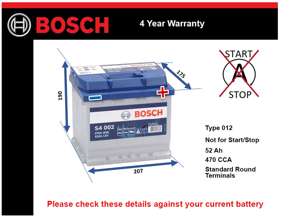 Bosch S4002 Car Battery