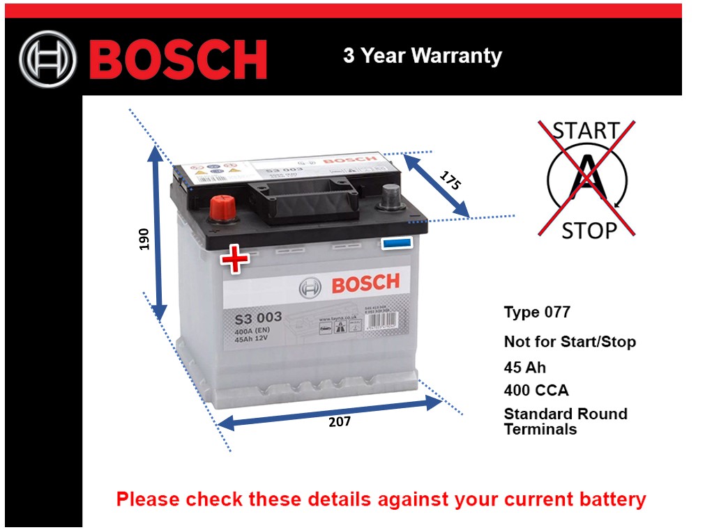 Bosch S3003 Car Battery