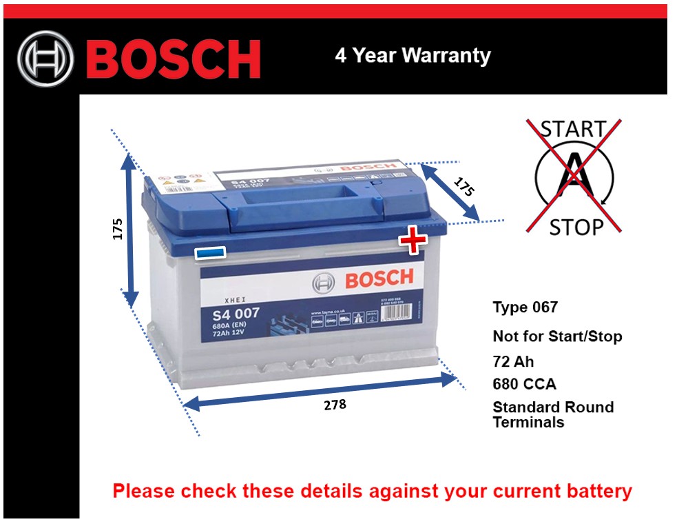 Bosch S4007 Car Battery