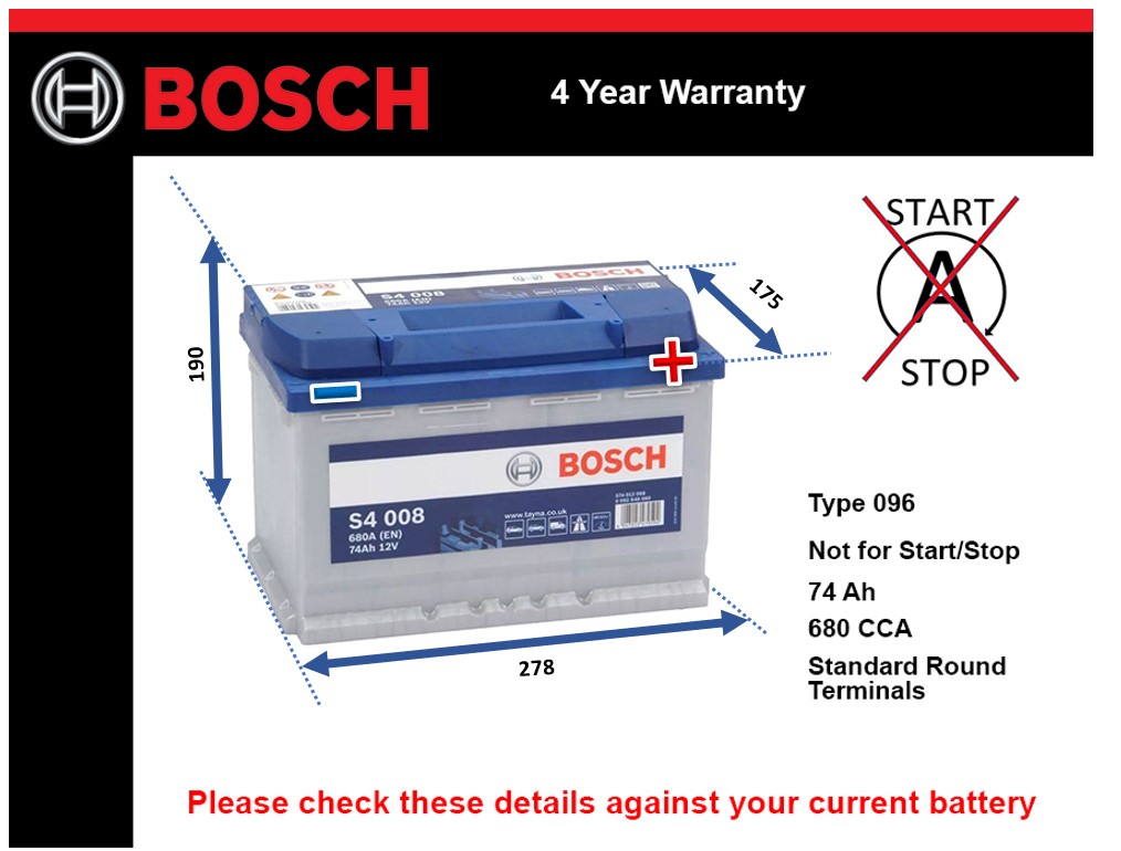 Bosch S4008 Car Battery