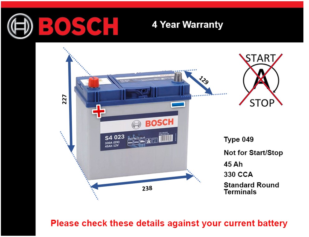 Bosch S4023 Car Battery