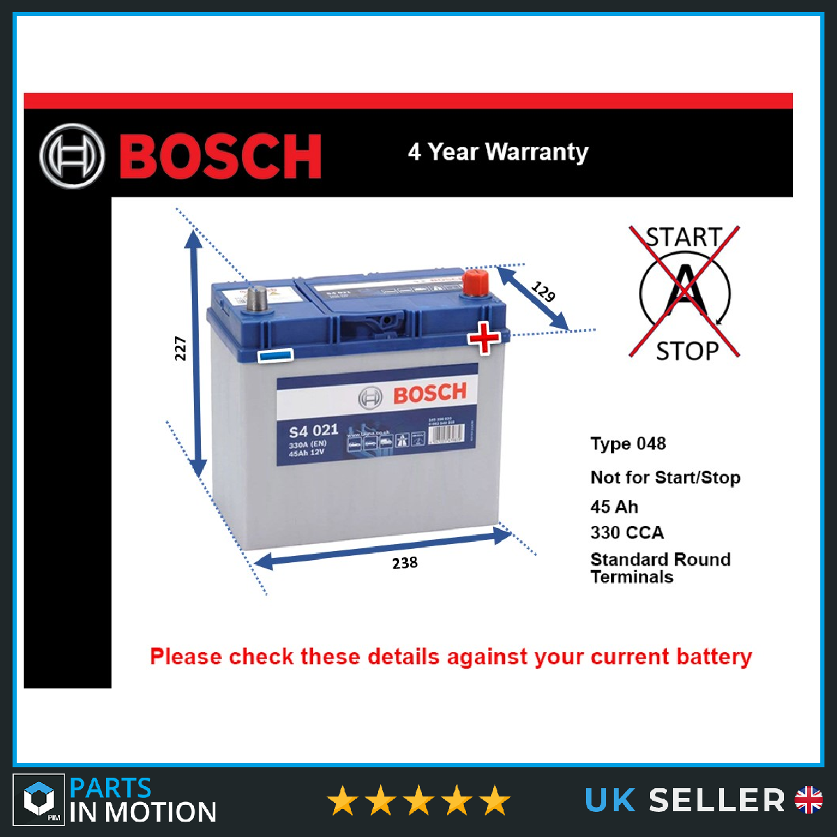 Bosch Car Battery 0092S40210 [PM328438]
