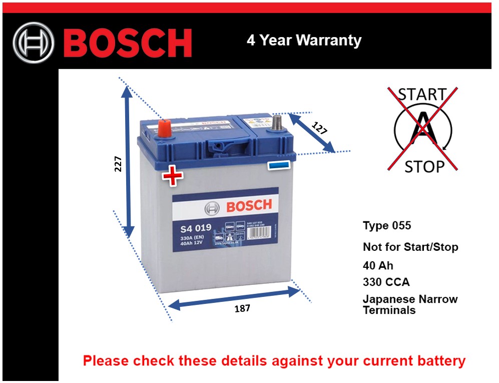 Bosch S4019 Car Battery