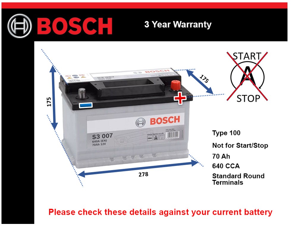 Bosch S3007 Car Battery