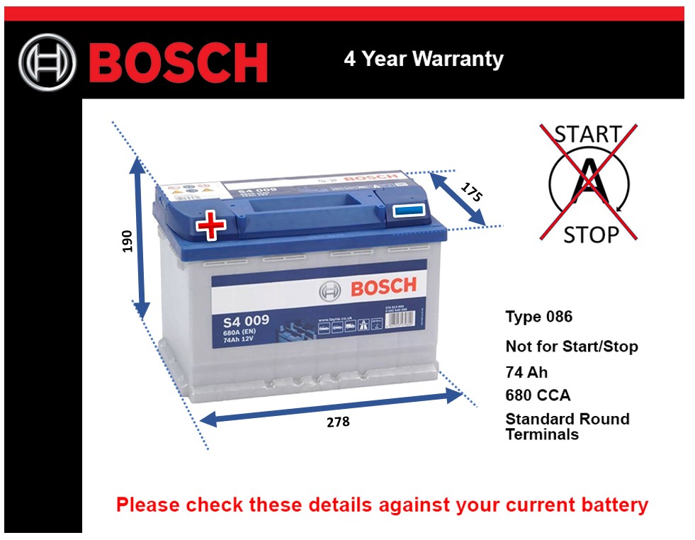 Bosch S4009 Car Battery