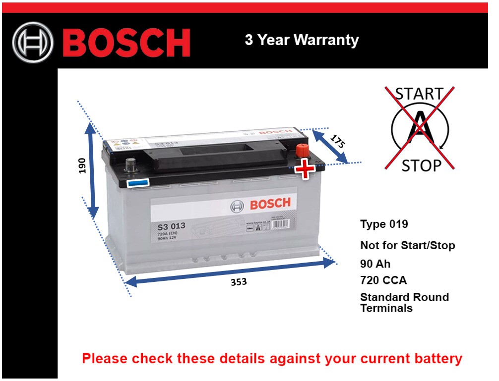 Bosch S3013 Car Battery