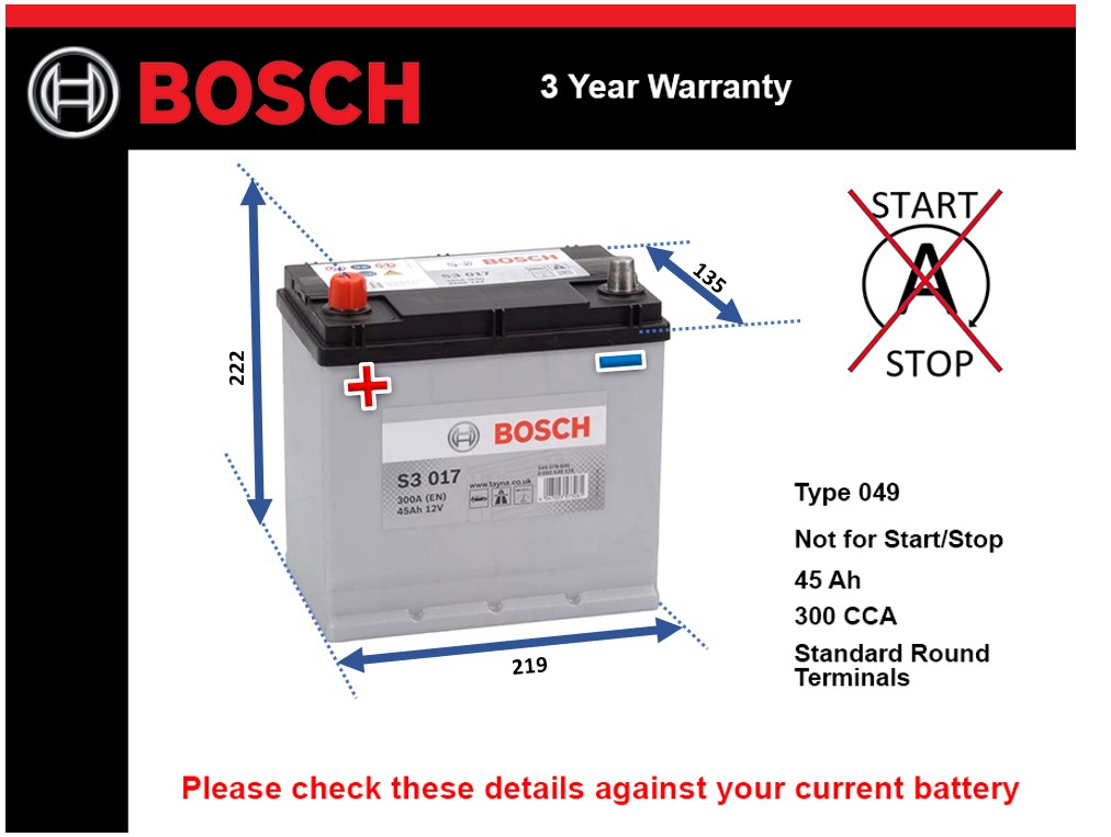 Bosch S3017 Car Battery