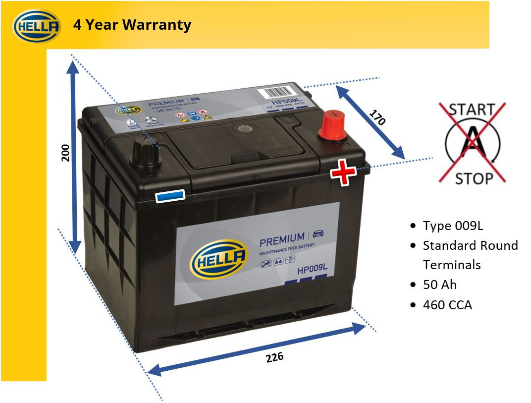Hella HP009L Car Battery