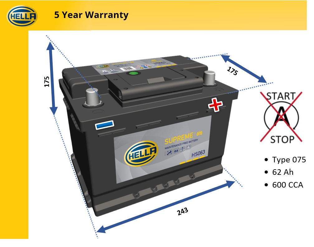 Hella HS075 Car Battery