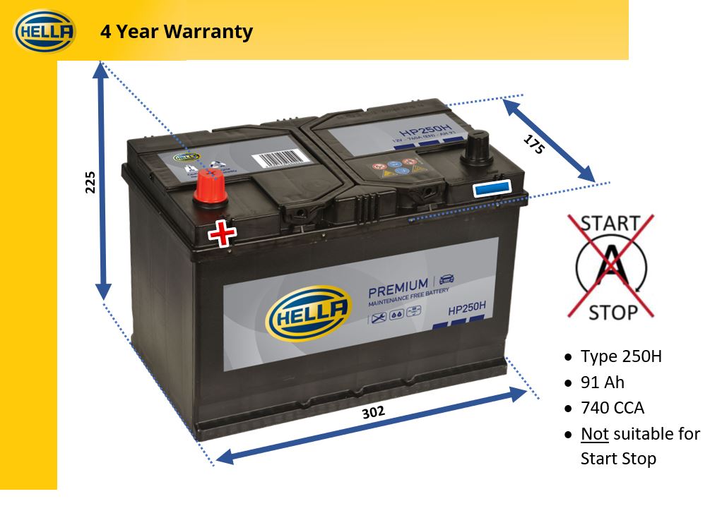 Hella HP250H Car Battery